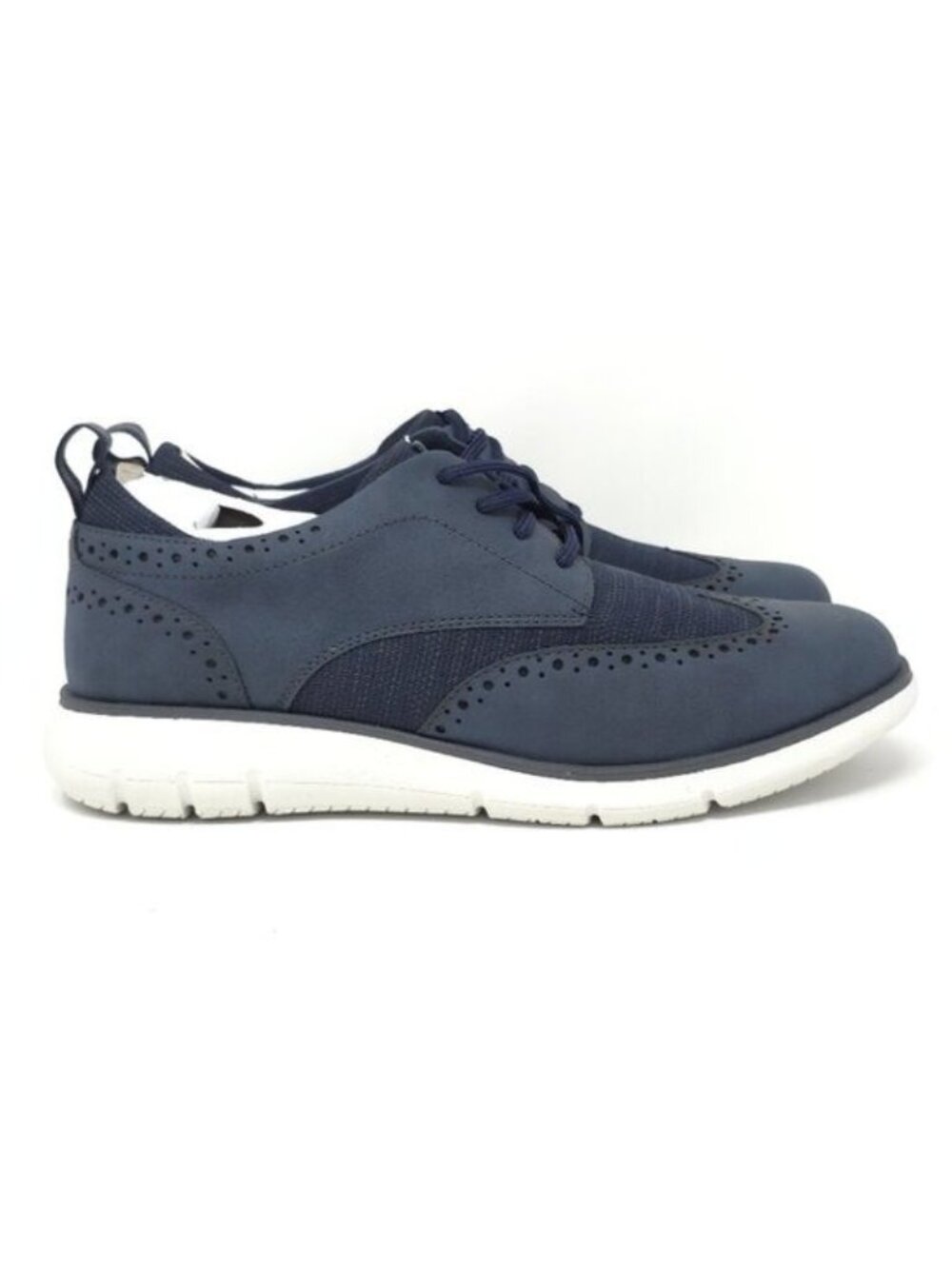 New Nunn Bush Stance Knit Wingtip Oxford Navy Multi Walking Shoes Men’s 10.5M - Picture 3 of 7
